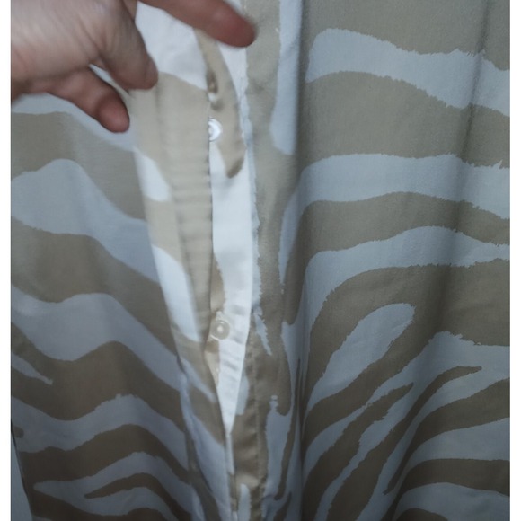 H & M Dress Maxi Sleeveless Zebra Stripe -Covered Buttons Kaftan Satin Feel sz S - Picture 6 of 11